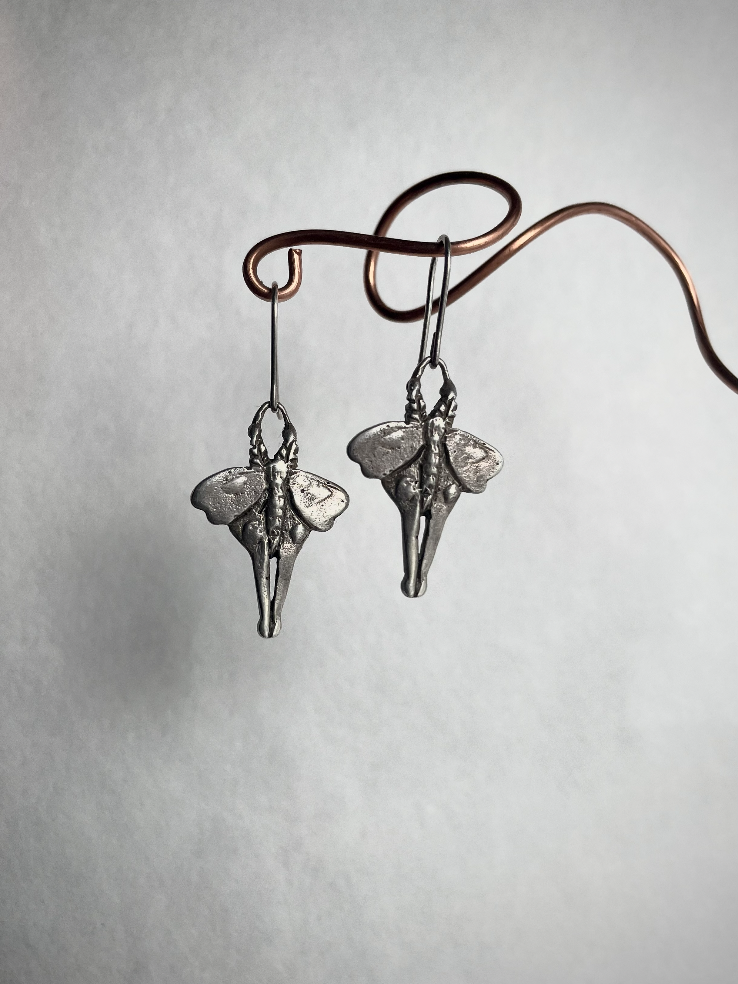 EDIT HERE: Silver Moth Earrings